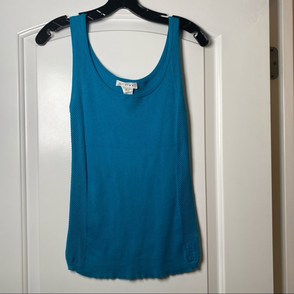 Celine Fitted Blue Tank Top